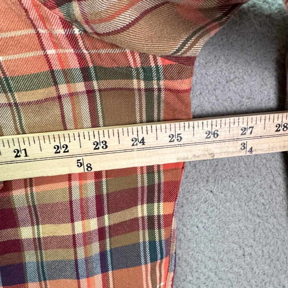 VTG Polo Ralph Lauren Shirt Mens XL Orange Brown Plaid Flannel Elbow Patches 90s - Picture 7 of 9